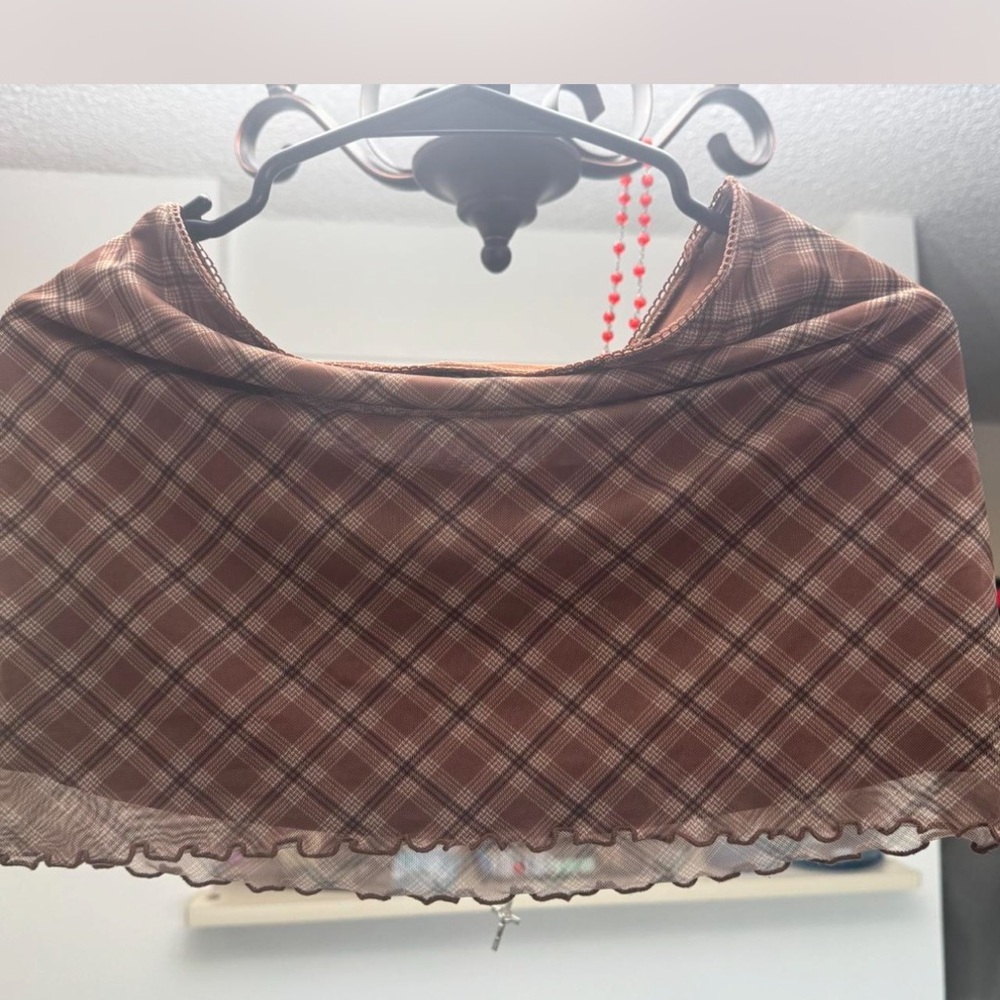 Divided Brown Plaid Mini Skirt